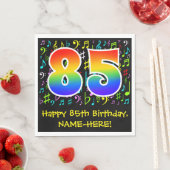 85th誕生日-カラフル音楽シンボル, Rainbow 85 スタンダードランチョンナプキン (インサイチュ)