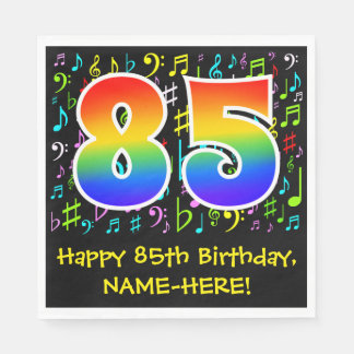 85th誕生日-カラフル音楽シンボル, Rainbow 85 スタンダードランチョンナプキン