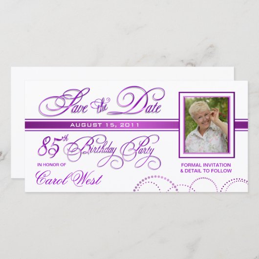 85th誕生日-日付の写真の発表を救って下さい セーブザデート (正面/裏面)