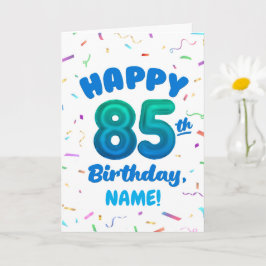 85th Balloon Number Custom Name Birthday Card カード