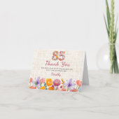 85th Birthday - Elegant Floral Number 85 Years  サンキューカード (正面)