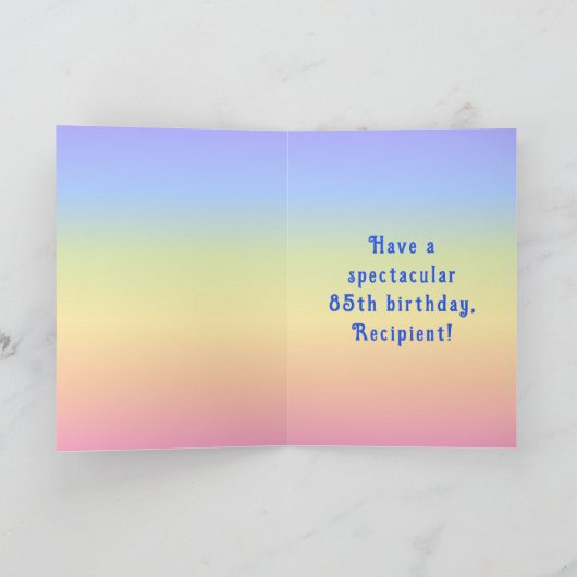 85th Birthday — Fun Cake & Candles, w/ Custom Name カード (内部)