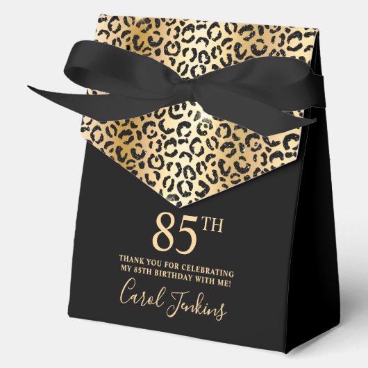 85th Birthday Gold Leopard Print Thank You フェイバーボックス (正面)