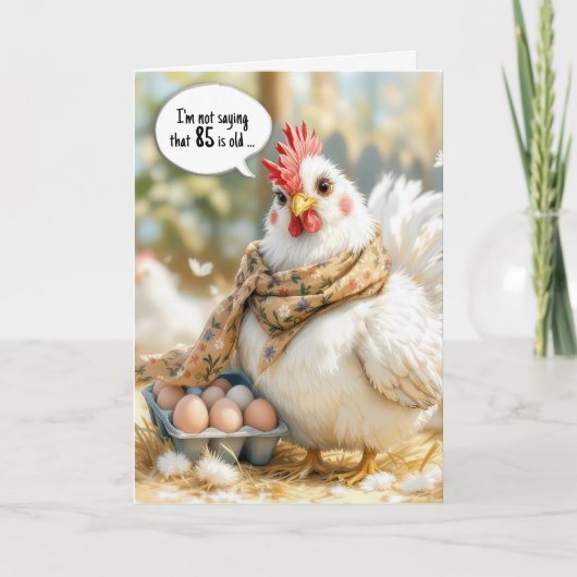 85th Birthday Hen With Eggs in Carton カード (正面)