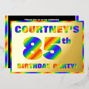 85th Birthday Party —おもしろい、レインボースペクトル「85」 箔招待状