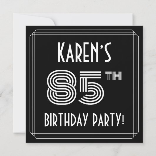 85th Birthday Party:アールデコスタイル(名前をカスタムする付) 招待状 (正面)