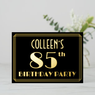 85th Birthday Party:アールデコルック"85"、名前あり 箔招待状