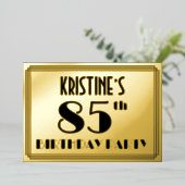 85th Birthday Party —アールデコ検索「85」 +名前 箔招待状 (立ち正面)