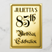 85th Birthday Party – スクリプエレガントト+名前をカスタムする 箔招待状 (正面)
