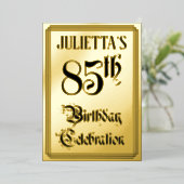 85th Birthday Party – スクリプエレガントト+名前をカスタムする 箔招待状 (立ち正面)