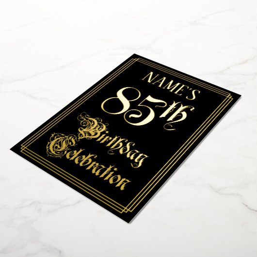 85th Birthday Party – スクリプファンシート&名前をカスタムする 箔招待状 (回転した状態)