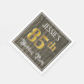 85th Birthday Party — フェイク金ゴールド&ウッドフェイク・ルックス スタンダードランチョンナプキン (角)