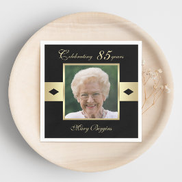 85th Birthday Party Photo on Black紙 スタンダードカクテルナプキン