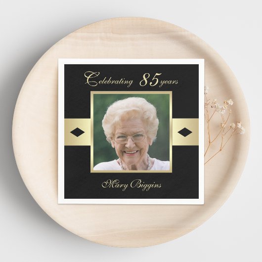 85th Birthday Party Photo on Black紙 スタンダードカクテルナプキン