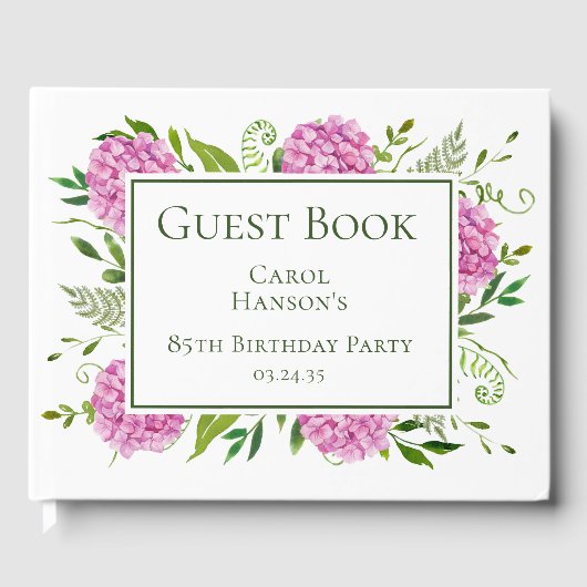 85th Birthday Pink Hydrangeas ゲストブック (正面)