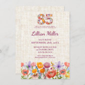 85th Birthday Wildflower Design - Floral Number 招待状 (正面/裏面)