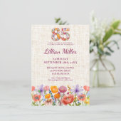 85th Birthday Wildflower Design - Floral Number 招待状 (スタンド正面)