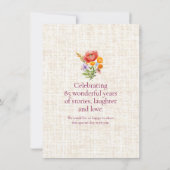 85th Birthday Wildflower Design - Floral Number 招待状 (裏面)