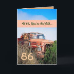 86おもしろい番目の誕生日-ヴィンテージオレンジトラック カード<br><div class="desc">このカードはヴィンテージトラックをフィールドに入れて、非常に特殊な男にハッピーバースデーを願うおもしろい手段だ。 すべての文字はカスタマイズ可能です。おもしろいと1種類のカードを使用できます。 他の誕生日カードを表示するには、目的の年を入力し、Zazleの検索ボックスに次のように入力するか、切り取って貼り付けます。 ジャクリナの誕生日</div>