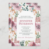 86エレガント歳の誕生日招待状フローラボホピンク 招待状 (正面/裏面)