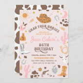 86カスタム番目の女性のカーボーイ誕生日招待状 招待状 (正面/裏面)