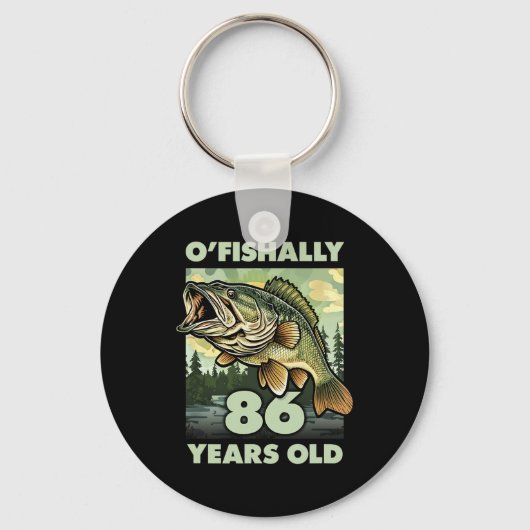86歳の漁師オフィシャリ86魚釣り86th B キーホルダー (正面)