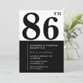 86歳の誕生日に。洗練された黒と白 招待状 (スタンド正面)