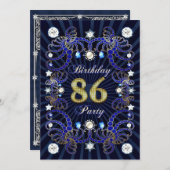 86歳の誕生日パーティー招待状 宝石がいっぱい 招待状 (正面/裏面)