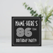86歳の誕生日パーティー：カスタム名付きのアールデコスタイル