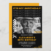 86歳の誕生日招待状メンズフォトスプレ絵を描ー 招待状 (正面/裏面)