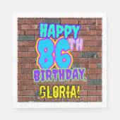 86歳の誕生日 〜楽しくて都会的なグラフィティにインスパイアされたルック スタンダードランチョンナプキン (正面)