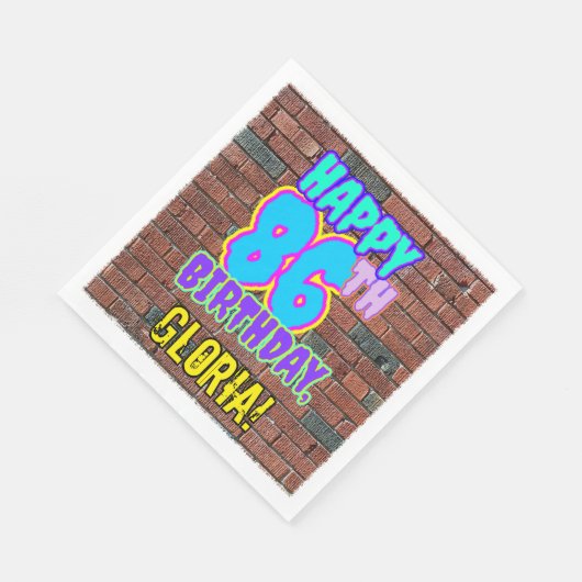 86歳の誕生日 〜楽しくて都会的なグラフィティにインスパイアされたルック スタンダードランチョンナプキン (角)