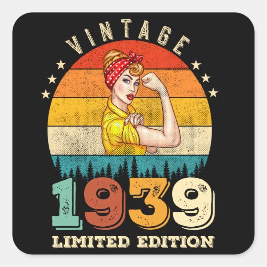 86歳1939年ヴィンテージ86誕生日女性 スクエアシール (正面)