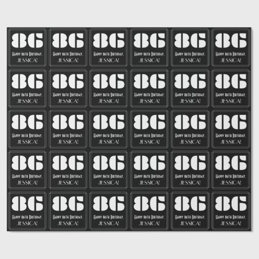 86番目の誕生日:インスパイアアールデコの外観"86" & Name ラッピングペーパー (フラット)