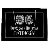 86番目の誕生日—インスパイアアールデコの外観「86」 & Name ラージペーパーバッグ (裏面)