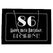 86番目の誕生日:インスパイアアールデコスタイル「86」、名前 ラージペーパーバッグ (裏面)