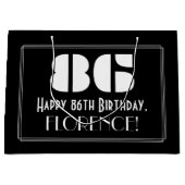 86誕生日インスパイア～アールデコルック"86" +名前 ラージペーパーバッグ (正面)