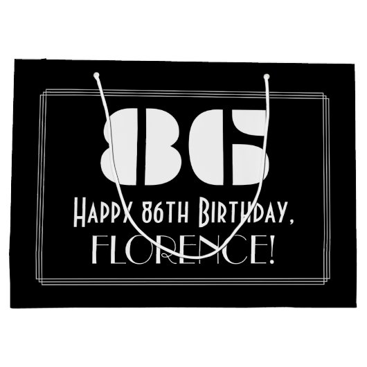 86誕生日インスパイア～アールデコルック"86" +名前 ラージペーパーバッグ (裏面)