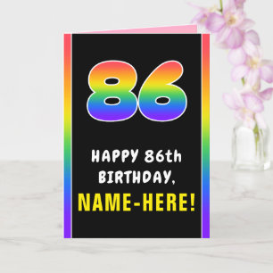 86誕生日カラフル:レインボー# 86,名前をカスタムする カード