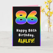 86誕生日カラフル:レインボー# 86,名前をカスタムする カード (黄色い花)