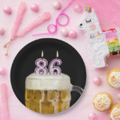 86誕生日ビールオンブラック紙プレート ペーパープレート (パーティー)