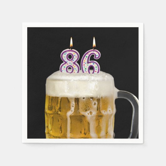 86誕生日ビールオンブラック スタンダードカクテルナプキン (正面)