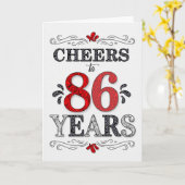 86誕生日応援イン赤白色パターン カード (黄色い花)