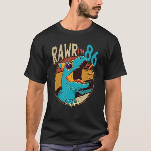 86誕生日恐竜86歳誕生 Tシャツ (正面)
