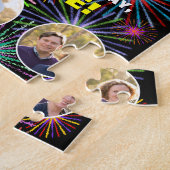 86誕生日:おもしろいレインボー#,名前をカスタムする+写真 ジグソーパズル (側面)