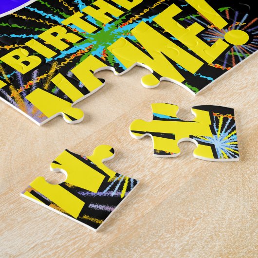 86誕生日:おもしろい、お祝カラフルい花火 ジグソーパズル (側面)