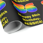 86誕生日:おもしろい、カラフルレインボーインスパイア# 86 ラッピングペーパー (ロールコーナー)