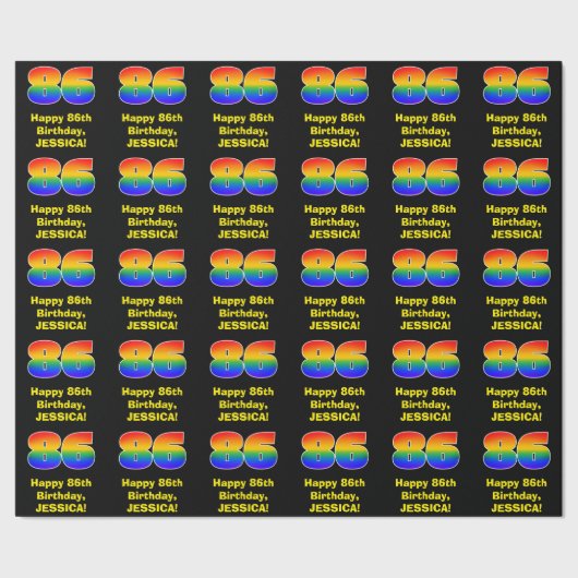 86誕生日:おもしろい、カラフルレインボーインスパイア# 86 ラッピングペーパー (シーム)