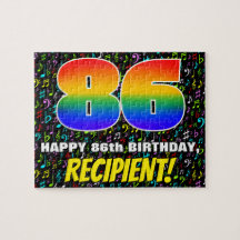 86誕生日:おもしろい、カラフル音楽シンボル、「86」