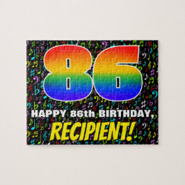 86誕生日:おもしろい、カラフル音楽シンボル、「86」 ジグソーパズル